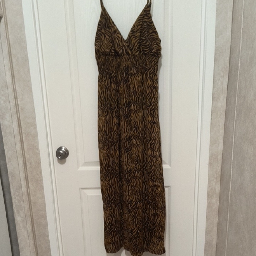Brown and Black Spaghetti Strap Maxi Dress for Night Out